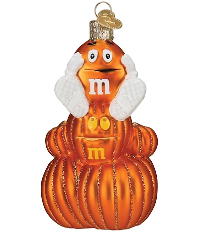 Old World Christmas M&M's Orange Autumn Glass Ornament