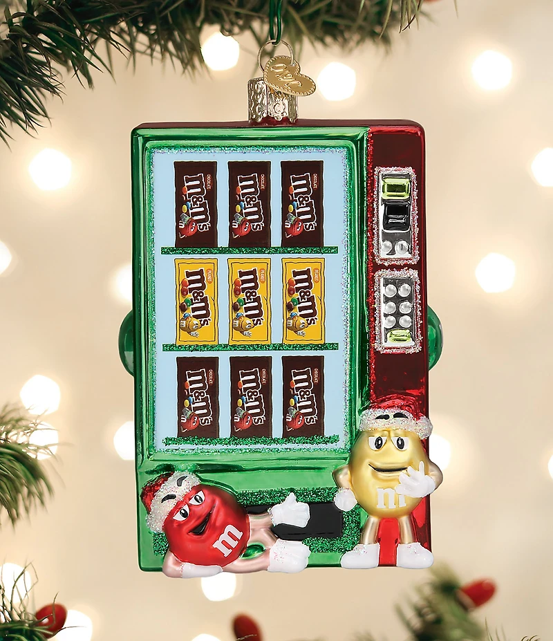 Old World Christmas M&M's Vending Machine Glass Ornament