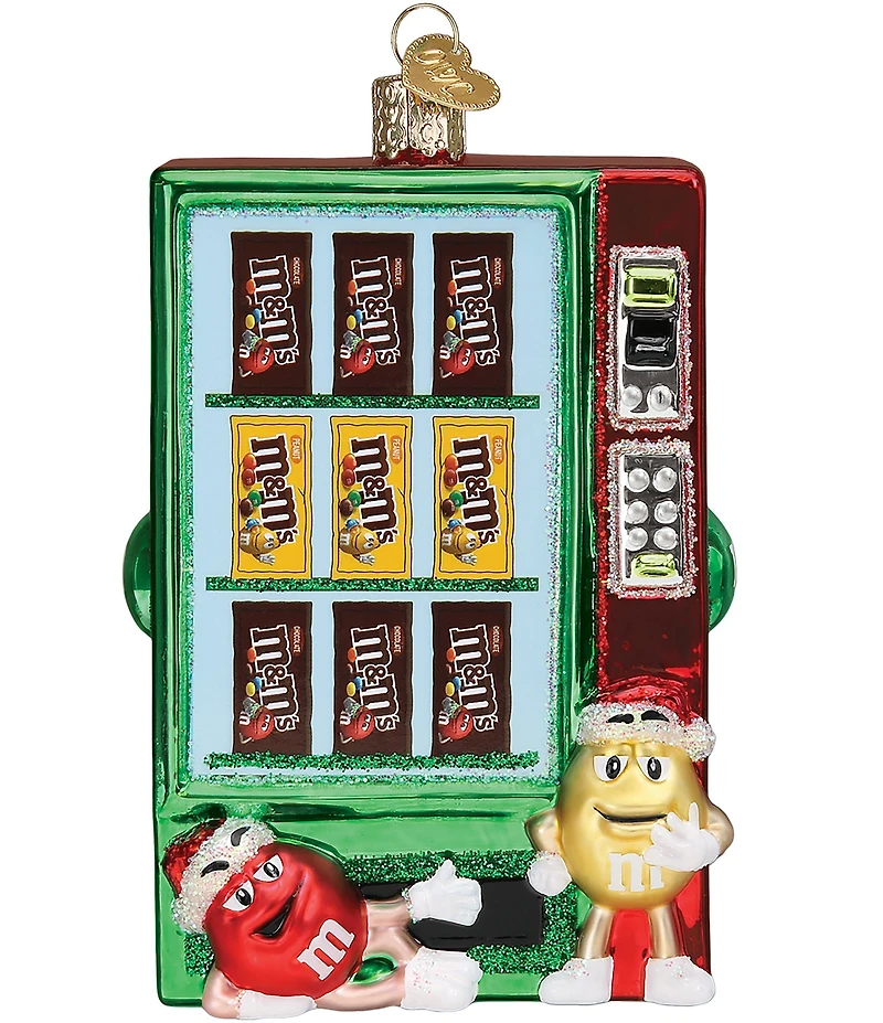 Old World Christmas M&M's Vending Machine Glass Ornament
