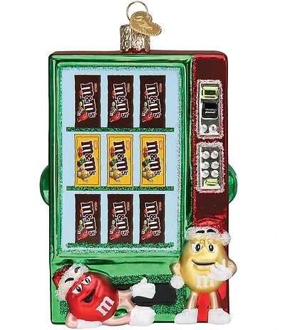 Old World Christmas M&M's Vending Machine Glass Ornament