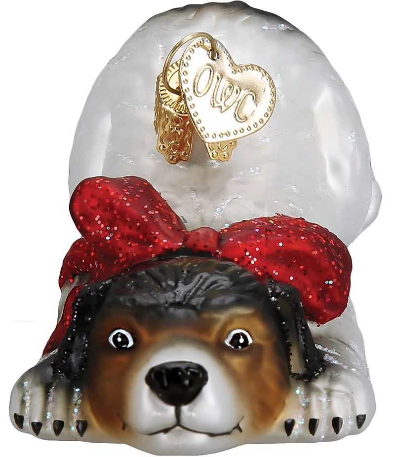 Old World Christmas Norman Rockwell Signature Dog Glass Ornament