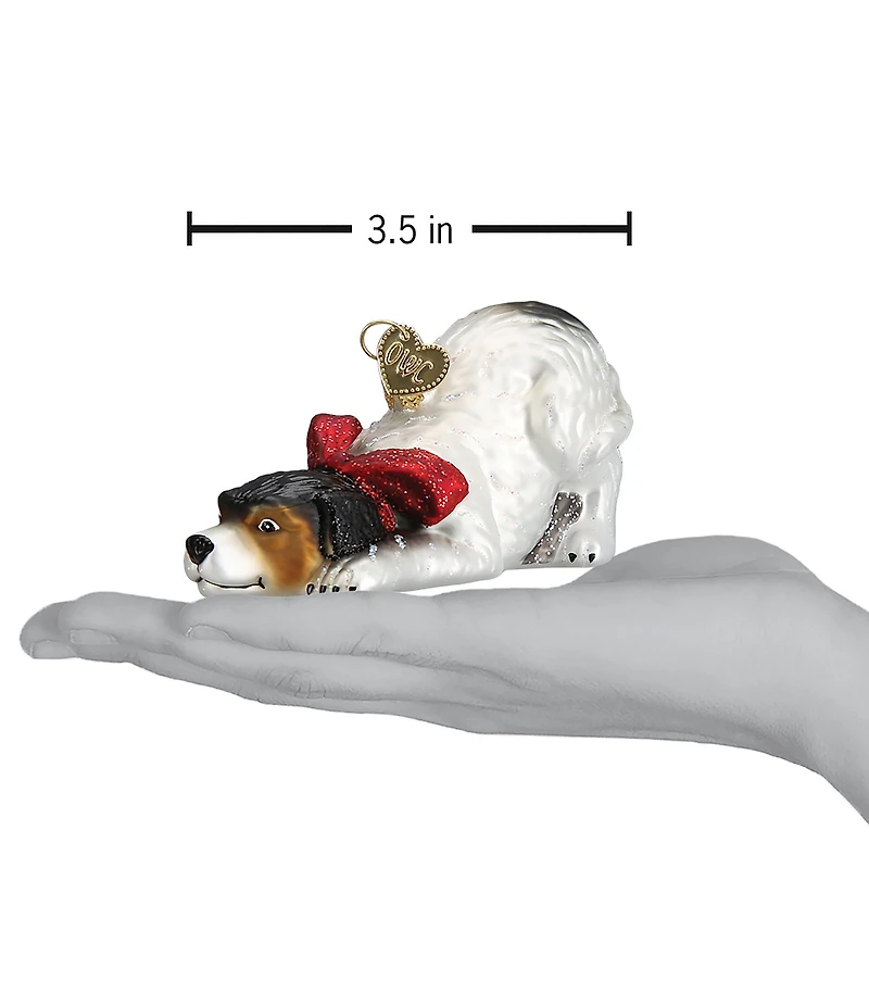 Old World Christmas Norman Rockwell Signature Dog Glass Ornament