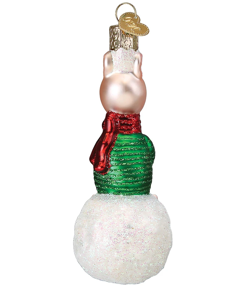 Old World Christmas Piglet on Snowball Glass Ornament