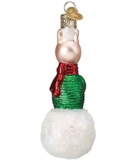 Old World Christmas Piglet on Snowball Glass Ornament