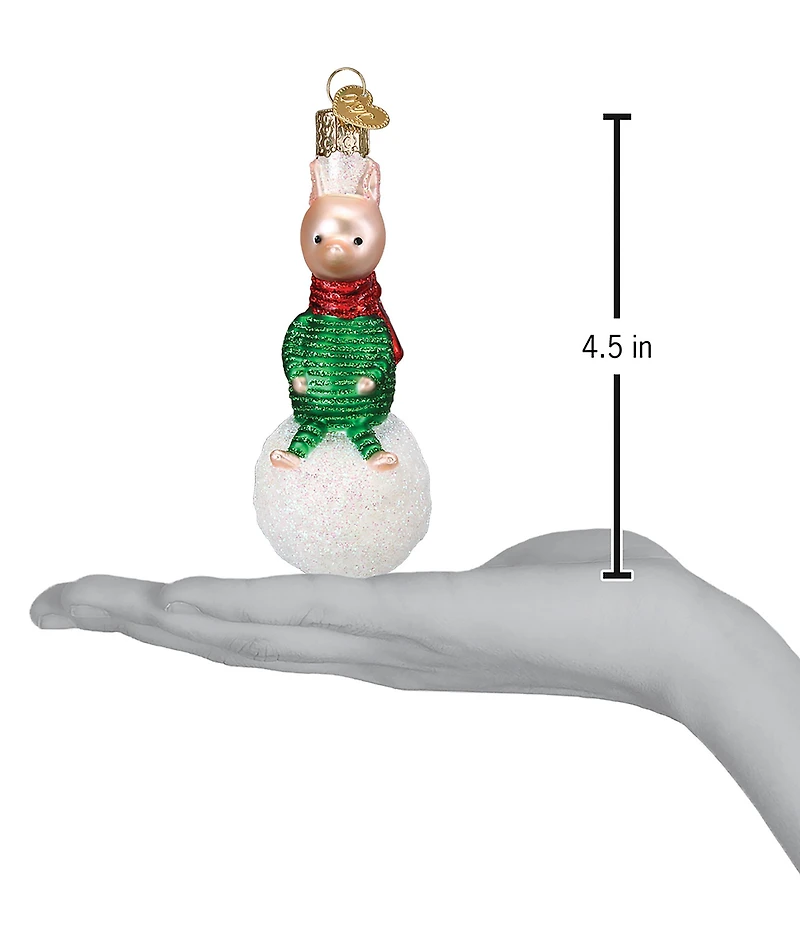 Old World Christmas Piglet on Snowball Glass Ornament