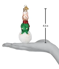 Old World Christmas Piglet on Snowball Glass Ornament