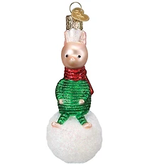 Old World Christmas Piglet on Snowball Glass Ornament