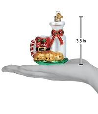 Old World Christmas Santas Milk & Cookies Glass Ornament