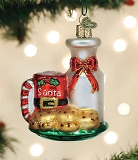 Old World Christmas Santas Milk & Cookies Glass Ornament