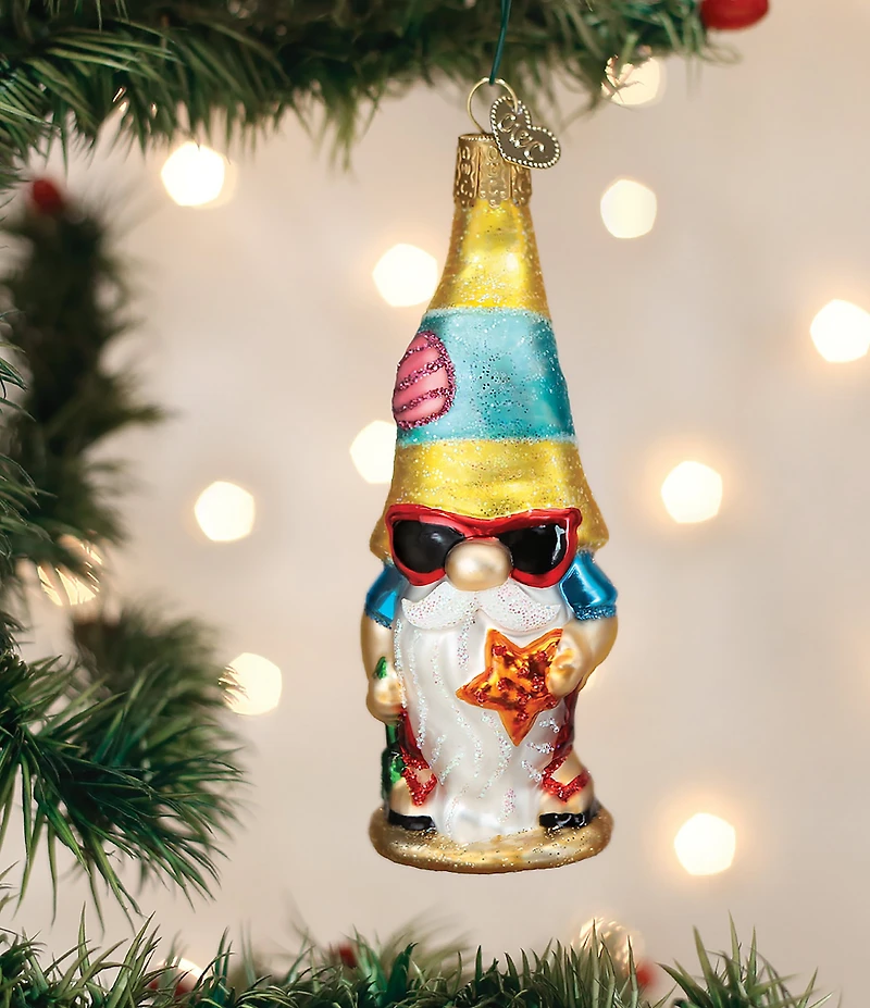 Old World Christmas Seaside Gnome Glass Ornament