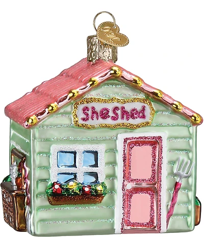 Old World Christmas She Shed Glass Ornament