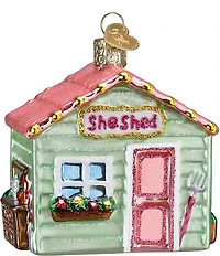 Old World Christmas She Shed Glass Ornament