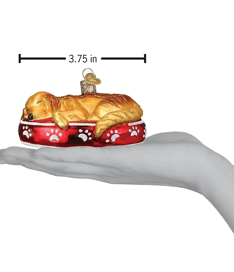 Old World Christmas Sleepy Golden Retriever Glass Ornament