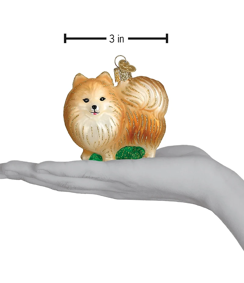 Old World Christmas Standing Pomeranian Glass Ornament