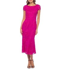 Oleg Cassini Cap Sleeve Soutache Midi Dress