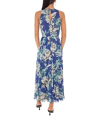 Oleg Cassini Halter Neck Floral Print Midi Dress