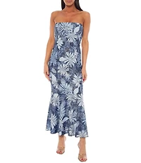 Oleg Cassini Lace Print Foil Trumpet Jacket Dress