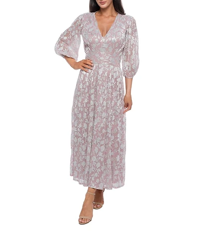 Oleg Cassini Metallic Knit Long Dress