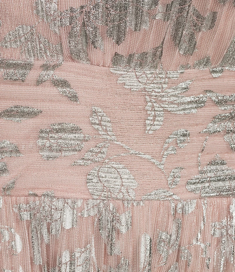 Oleg Cassini Plus Size Metallic Floral Print Long Gown