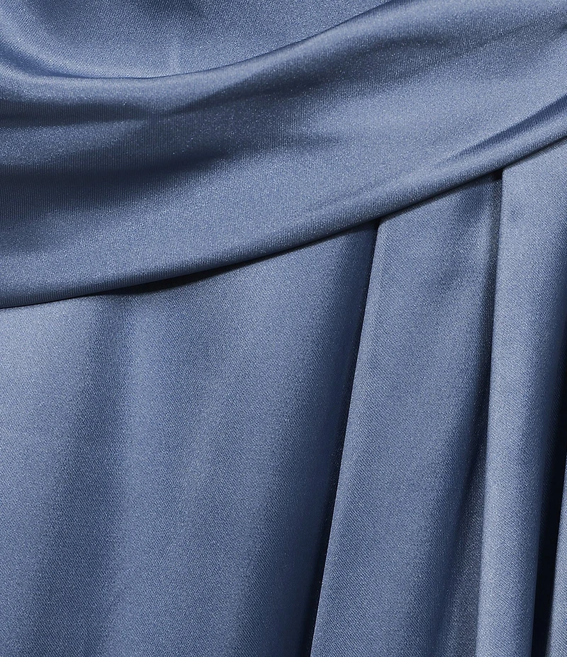 Oleg Cassini Plus Size Satin Caplet Ruched Front Long Dress