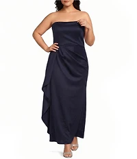Oleg Cassini Plus Size Strapless Side Drape Scuba Gown