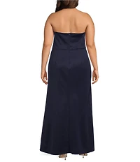 Oleg Cassini Plus Size Strapless Side Drape Scuba Gown