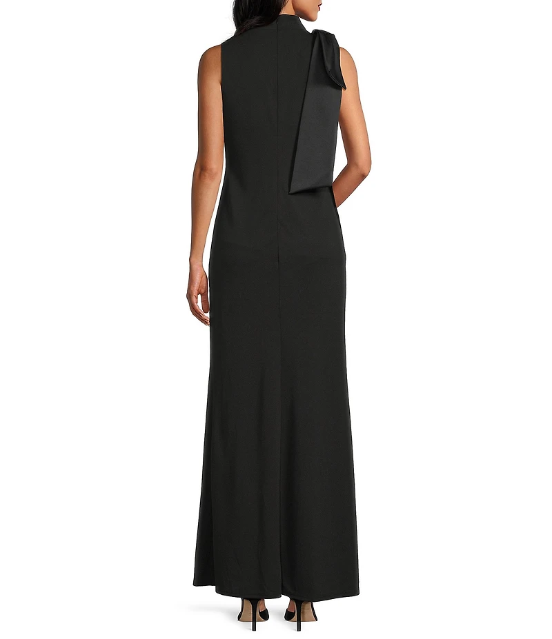 Oleg Cassini Scuba Bow Sleeveless Mock Neck Dress