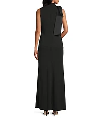 Oleg Cassini Scuba Bow Sleeveless Mock Neck Dress