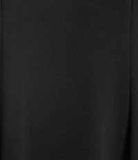 Oleg Cassini Scuba Crepe Beaded Mock Neck Sheer Long Sleeve A-Line Midi Dress