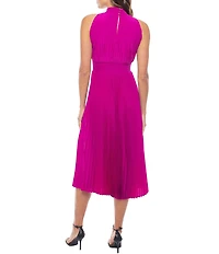 Oleg Cassini Smock Waist Pleated Midi Dress