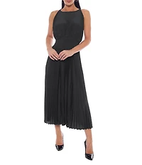 Oleg Cassini Smock Waist Pleated Midi Dress