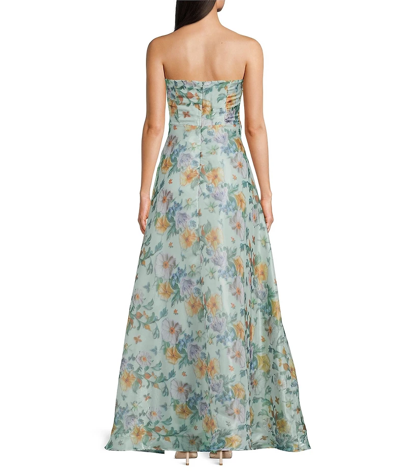 Oleg Cassini Strapless Organza Long Gown