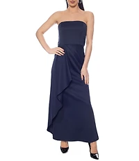 Oleg Cassini Strapless Side Drape Scuba Gown