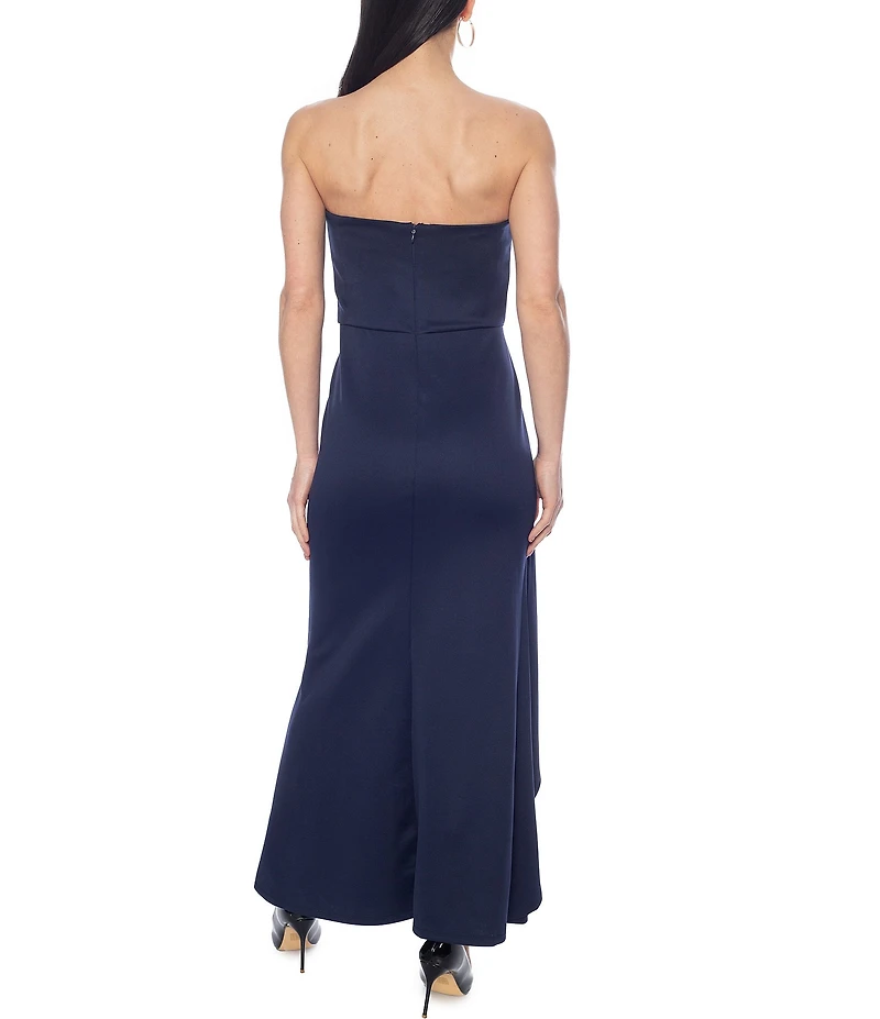 Oleg Cassini Strapless Side Drape Scuba Gown