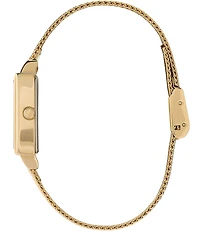 Olivia Burton Rectangle Quartz Analog White Dial Stainless Steel Mesh Bracelet Watch