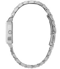 Olivia Burton Rectangle Quartz Analog White Dial Silver Stainless Steel Bracelet Watch