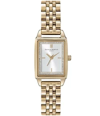 Olivia Burton Rectangle Quartz Analog White Dial Gold Stainless Steel Bracelet Watch