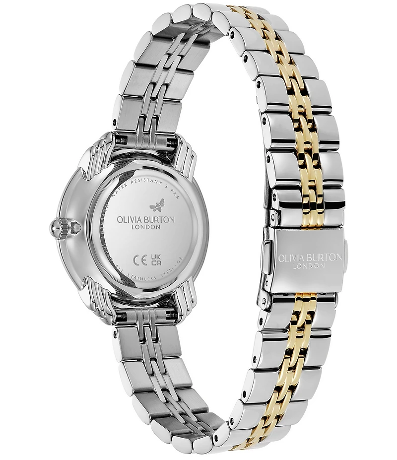 Olivia Burton Women's Art Deco 2.0 Quartz Analog Two Tone Stainless Steel Bracelet Watch Artde L Gp Brc Nvy