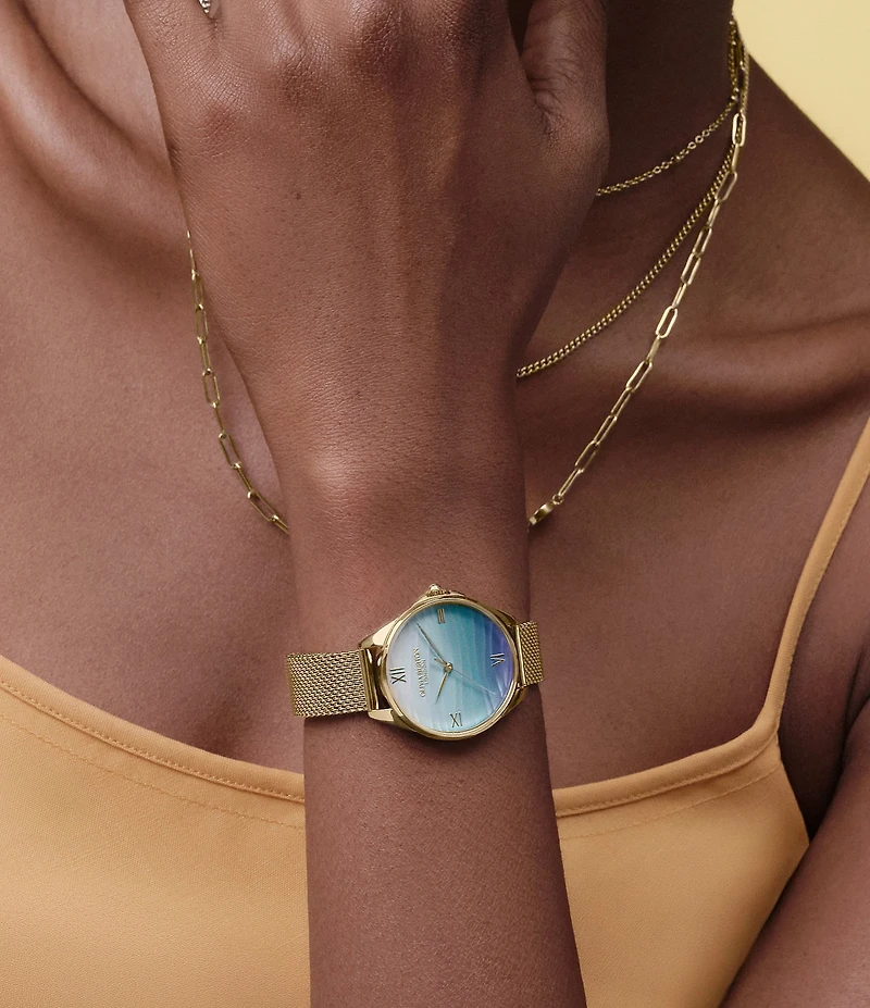 Olivia Burton Women's Azure Quartz Analog Thin Stainless Steel Mesh Bracelet Watch