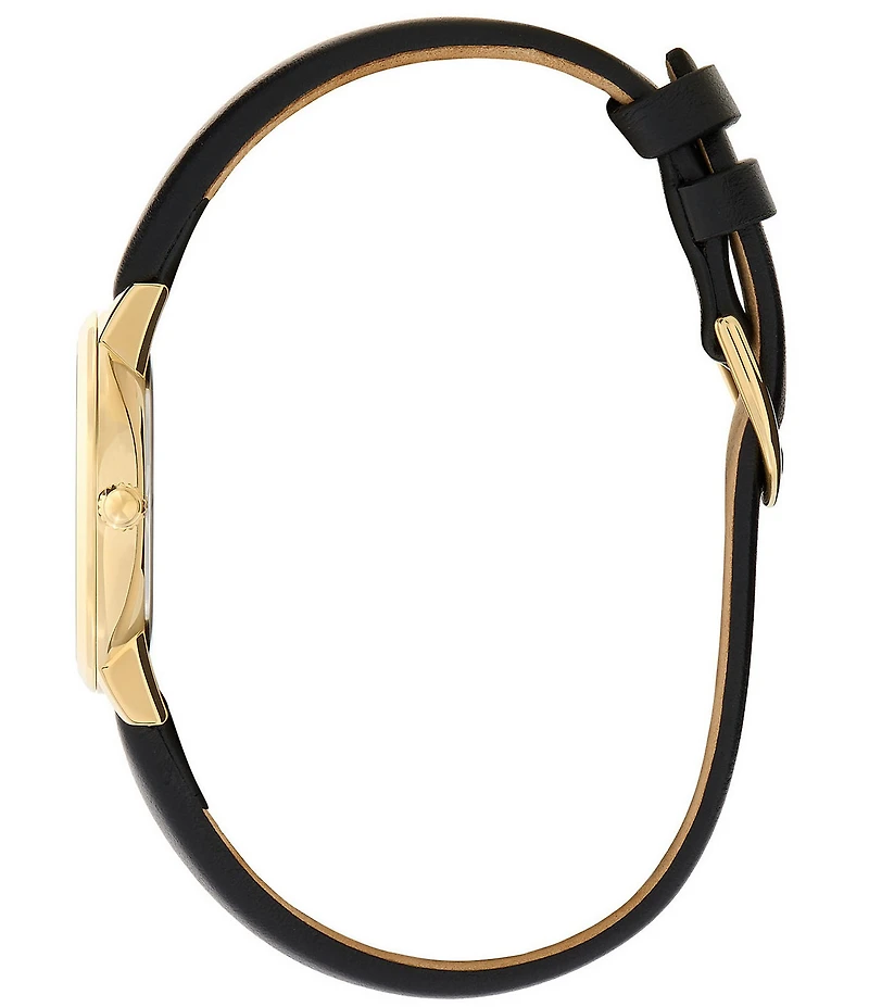 Olivia Burton Women's Bee Ultra Quartz Analog Black Leather Strap Watch