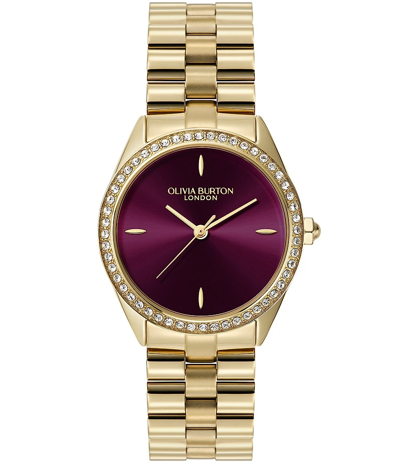 Olivia Burton Women's Bejeweled Quartz Analog Gold Tone Stainless Steel Bracelet Watch
