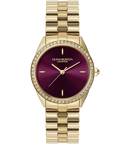 Olivia Burton Women's Bejeweled Quartz Analog Gold Tone Stainless Steel Bracelet Watch