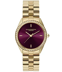Olivia Burton Women's Bejeweled Quartz Analog Gold Tone Stainless Steel Bracelet Watch