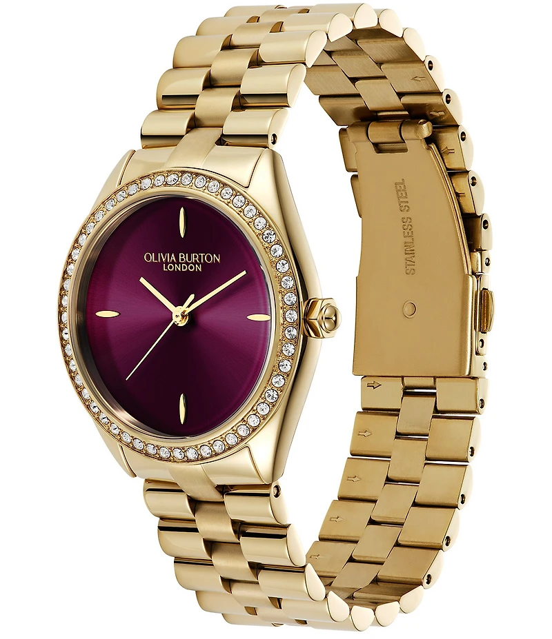 Olivia Burton Women's Bejeweled Quartz Analog Gold Tone Stainless Steel Bracelet Watch