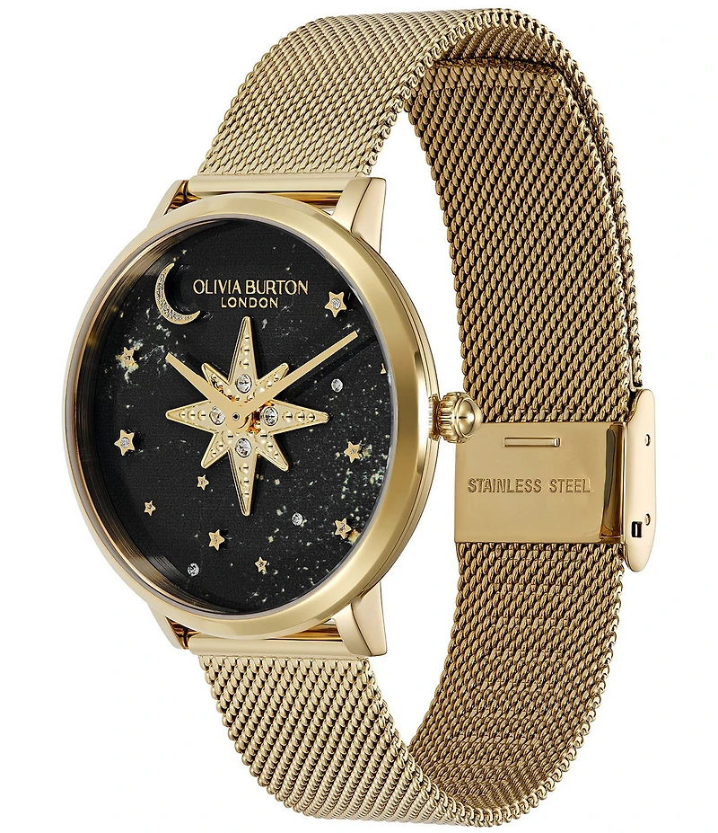 Olivia Burton Women's Celestial Nova Quartz Analog Stainless Steel Mesh Bracelet Watch