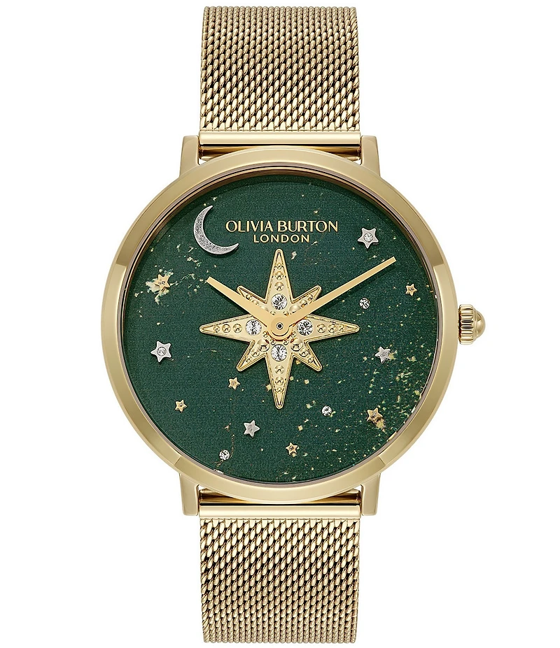Olivia Burton Women's Celestial Nova Quartz Analog Stainless Steel Mesh Bracelet Watch