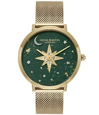 Olivia Burton Women's Celestial Nova Quartz Analog Stainless Steel Mesh Bracelet Watch