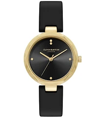 Olivia Burton Women's Dimension T-Bar Quartz Analog Black Leather Strap Watch