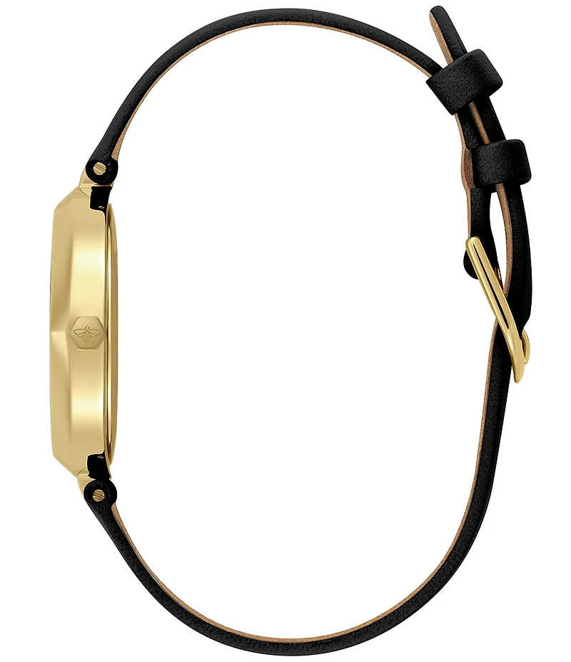 Olivia Burton Women's Dimension T-Bar Quartz Analog Black Leather Strap Watch