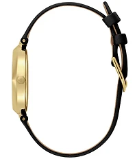 Olivia Burton Women's Dimension T-Bar Quartz Analog Black Leather Strap Watch
